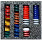 Simagic P1000 brake upgrade kit arranged inside foam insert showing full kit components and organized layout