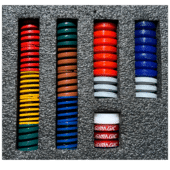 Simagic P1000 brake upgrade kit arranged inside foam insert showing full kit components and organized layout