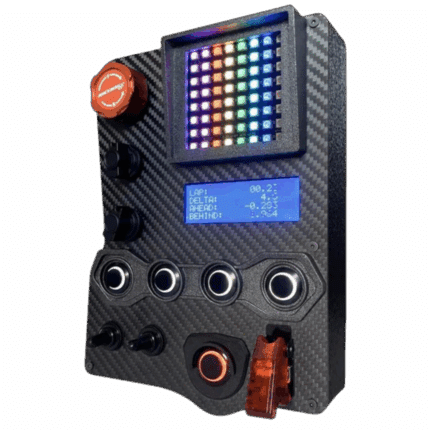GT3-PRO sim racing button box RGB LED panel illuminated during simulator use