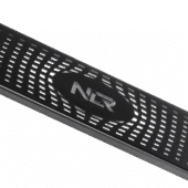 Close-up of perforated metal panel with NLR cutout from Next Level Racing F-GT Elite 160 rig