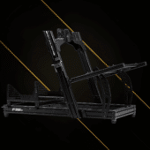 Next Level Racing F-GT Elite Lite cockpit front view showing aluminium frame and pedal deck