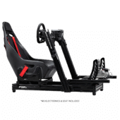 Next Level Racing F-GT Elite Lite racing cockpit with bucket seat installed in gt position