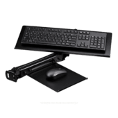Next level racing elite keyboard and mouse tray in black with keyboard and mouse view.