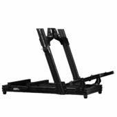 Next Level Racing GT Elite Lite front and side frame shown as a bare aluminium profile chassis ready for wheel and pedal mounting.