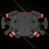 Simagic GT Pro Hub front view with illuminated LED shift lights and buttons active