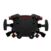 Simagic GT Pro Hub carbon fibre plate with illuminated controls on dark background