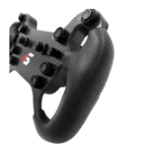 Simagic GT4-C wheel ergonomic leather grip close-up showing texture and contour