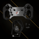 Simagic GT4-C wired steering wheel kit with coiled cable, mounting hardware and control module