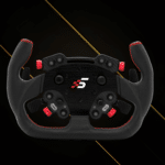 Simagic GTC-C steering wheel front view with carbon faceplate and control layout unlit