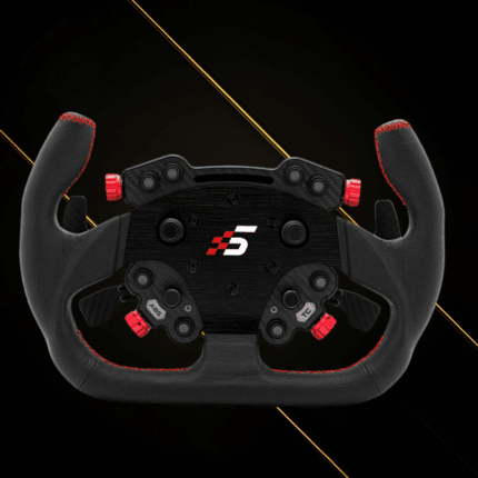 Simagic GTC-C steering wheel front view with carbon faceplate and control layout unlit