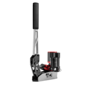Full view of hydraulic handbrake with Simagic haptic reactor installed showing complete setup