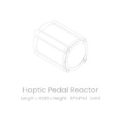 Simagic haptic pedal reactor diagram with dimensions 61x44x44 mm showing compact cylindrical design