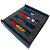 Open box view of Simagic P1000 brake upgrade kit showing elastomers and springs inside protective foam case