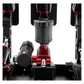 Front installed view of Simagic P1000 hydraulic brake system aligned with pedal structure