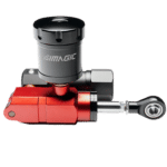 Side profile of Simagic P1000 hydraulic braking system with piston and adjustable linkage