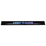 Simagic P1000 Sim Ray heel stop with RGB lighting effect showing illuminated Keep Racing branding