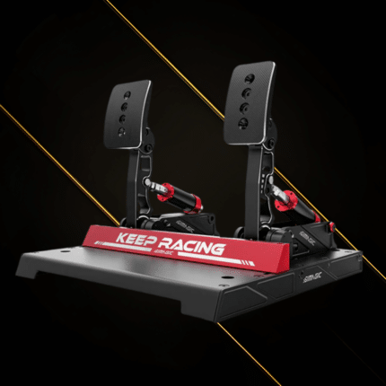 Simagic P1000-F hydraulic pedals front angle view with dual pedal setup and aluminium base plate