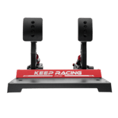 Simagic P1000-F pedals front view with Keep Racing branding and dual pedal configuration