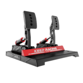 Simagic P1000-F pedals side perspective highlighting pedal arms and adjustment systemSimagic P1000-F pedals side perspective highlighting pedal arms and adjustment system