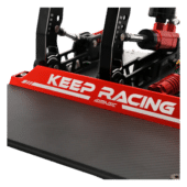 Simagic P2000R-2P pedals close-up of Keep Racing heel plate and carbon textured base