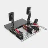 Simagic P2000R-2P pedals bottom angle showing base plate, mounting slots and structure