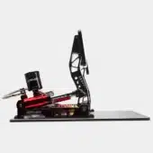 Simagic P2000R-2P pedals side profile highlighting pedal arm geometry and damper system