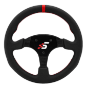 Simagic P-330R steering wheel in leather with red center stripe and ergonomic grip design