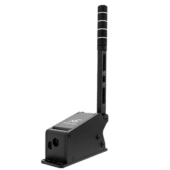 Angled left view of Simagic TB-1 handbrake showing base unit and adjustable lever arm