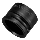 Single black anodised Simagic wheel mount 50mm showing minimal clean design and deep finish