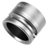 Single silver Simagic wheel mount 50mm showing brushed aluminium finish and precision machining