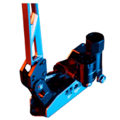 Rear angled studio shot of Simagic TB-RS handbrake showing base and connections