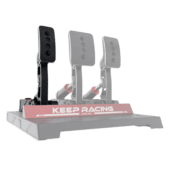Simagic P1000 clutch pedal installed in pedal set with Keep Racing heel stop base