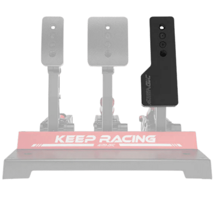 Simagic P1000 pedals with long throttle accessory installed showing extended pedal plate for improved control and ergonomics