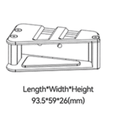 Technical drawing of Simagic P2000 haptic bracket showing dimensions and mounting layout 93.5mm by 59mm by 26mm