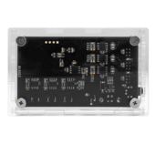 Rear internal view of Simagic P2000 haptic control box showing PCB layout and electronic components