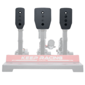 Simagic P1000 flat pedal plates installed on pedal set showing full racing pedal configuration and flat face design