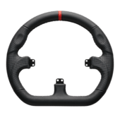 Asetek Closed D black leather sim racing wheel grip with smooth finish and ergonomic shape for high performance driving