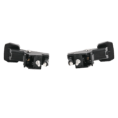 Asetek clutch paddles front angle view showing dual paddle modules with spring mechanism and adjustable mounting system
