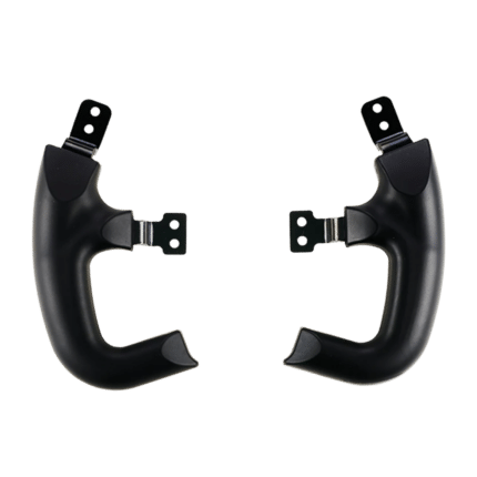 Asetek Formula LMP handles front view showing ergonomic grip design for sim racing steering wheels with motorsport-inspired shape