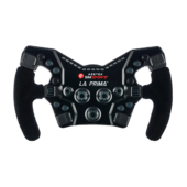 Asetek La Prima formula wheel with suede handles providing enhanced grip and race-ready control