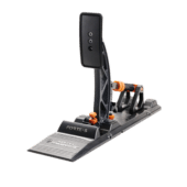 Asetek Forte S Series pedals angled view showing pedal arms, adjustment points and race-inspired design
