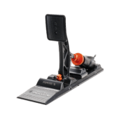 Asetek Forte S Series pedal close-up showing spring mechanism, damper system and precision hardware