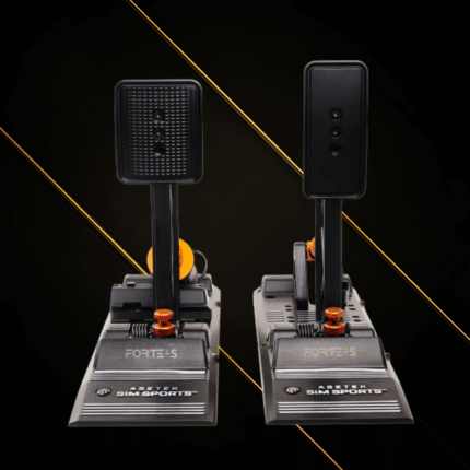 Asetek Forte S Series brake and throttle pedals front view showing dual pedal layout and aluminium baseplate