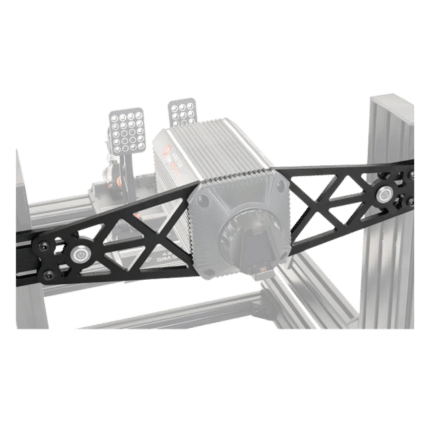 Asetek front mount bracket for sim racing wheelbase with rigid structure and precision alignment on aluminium rig