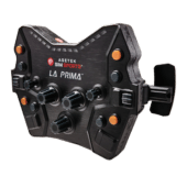 Asetek La Prima sim racing button box angled view showing aluminium faceplate and control layou