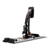 Asetek La Prima clutch pedal angled view highlighting structural design and fine tuning adjustability for sim racing rigs