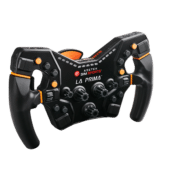 Asetek La Prima Formula wheel front angled view highlighting button layout, encoders and ergonomic grips