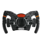 Asetek La Prima Formula wheel rear view showing paddle shifters, mounting system and carbon composite structure