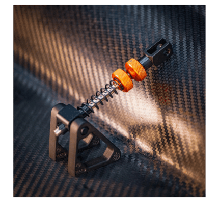 Asetek La Prima brake spring and damper assembly for adjustable resistance and realistic pedal feedback