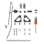 Asetek pedal upgrade hardware including aluminium brackets, fasteners, and mounting components